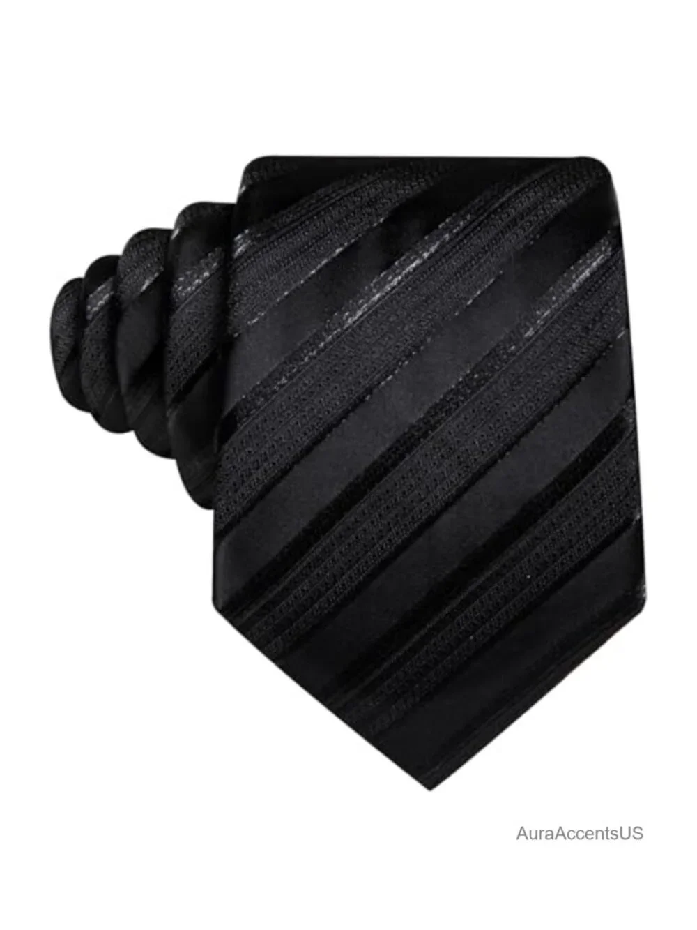 Men's Silk Tie Set with Pocket Square and Cufflinks - Striped Jacquard Woven